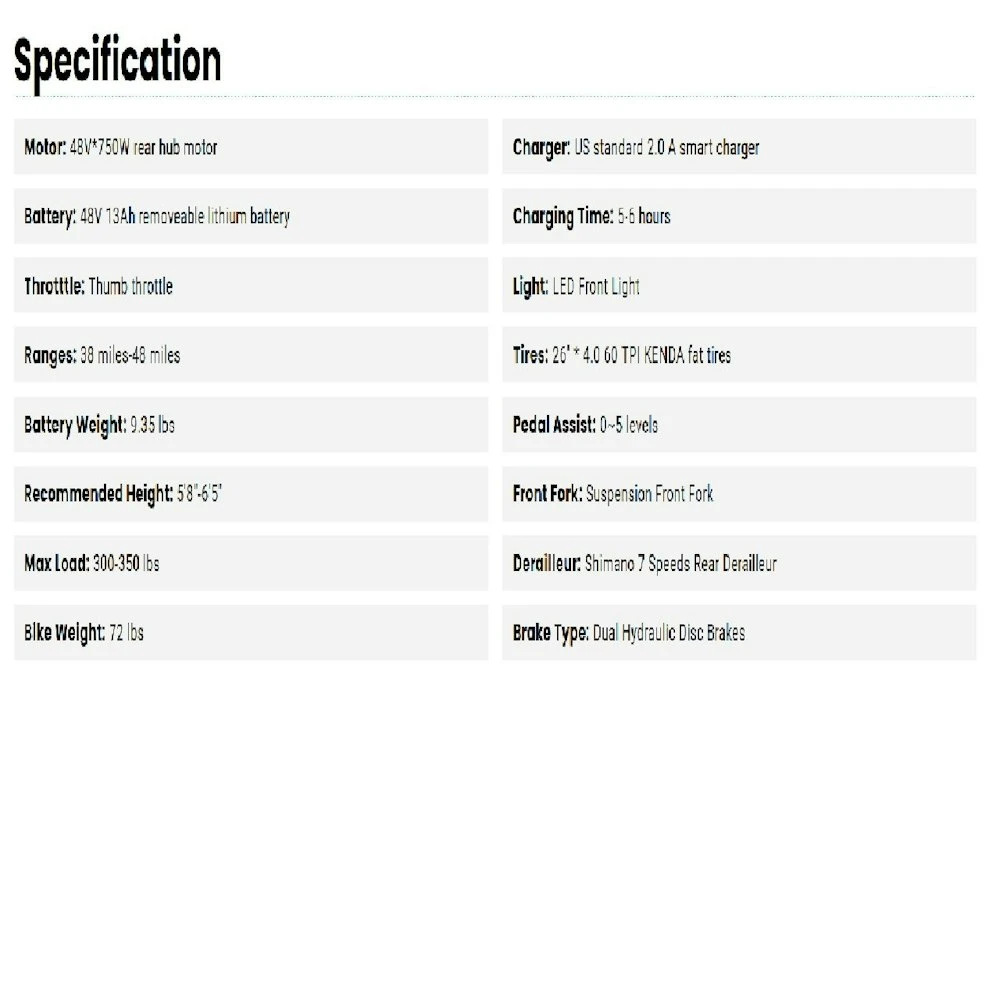 Other VTUVIA SN100 26 Inch Hunting Fat Tire E-Bike -Black 7 Other VTUVIA SN100 26 Inch Hunting Fat Tire E-Bike -Black - Image 5